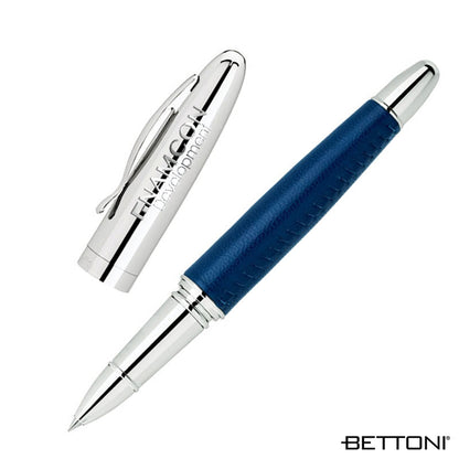 Leather Barrel Chrome Brass Rollerball Pen - LM7500N