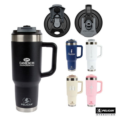 40 oz. Dual Lid, Recycled Double Wall Stainless Steel Travel Tumbler