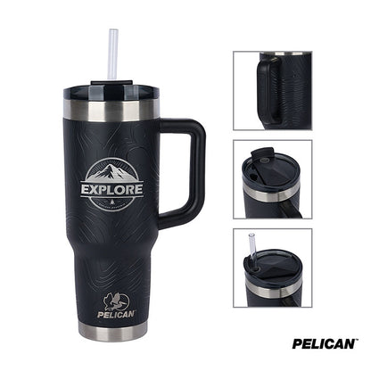 40 oz. Topographical Recycled Double Wall Stainless Steel Travel Tumbler