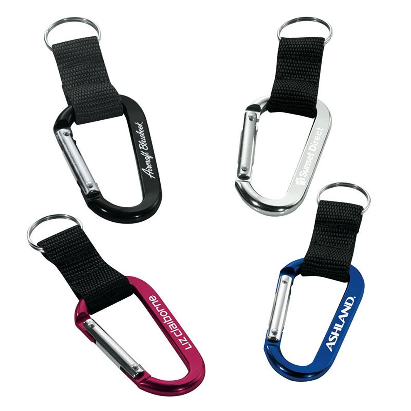 Aluminum Carabiner Keyring with Web Strap