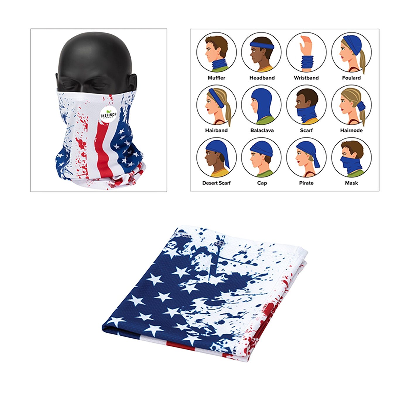 Polyester USA Flag Multi-Wear Gaiter