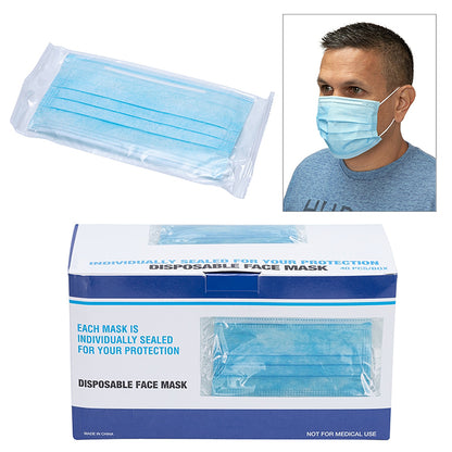 Individually Wrapped 3-Layer Face Masks - 40 Count