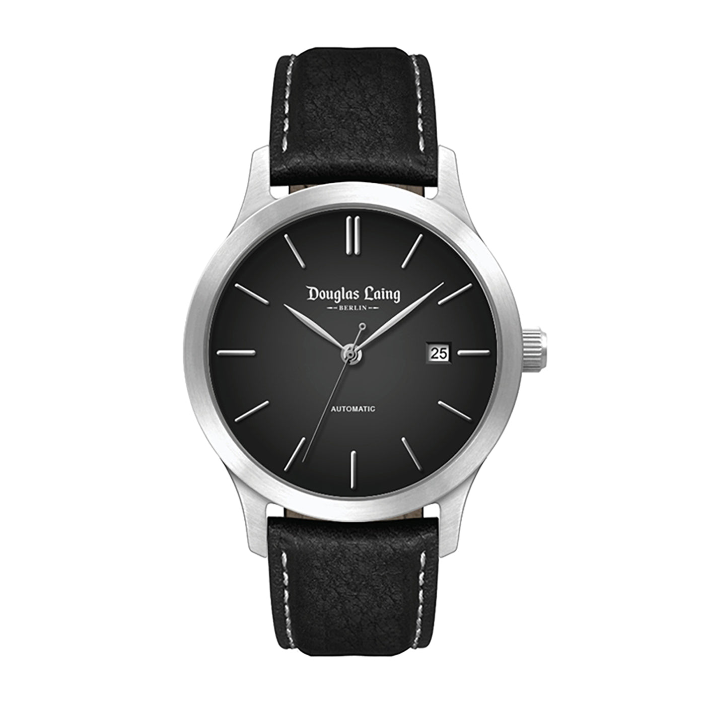 40mm Automatic Steel Watch with Exhibition Back