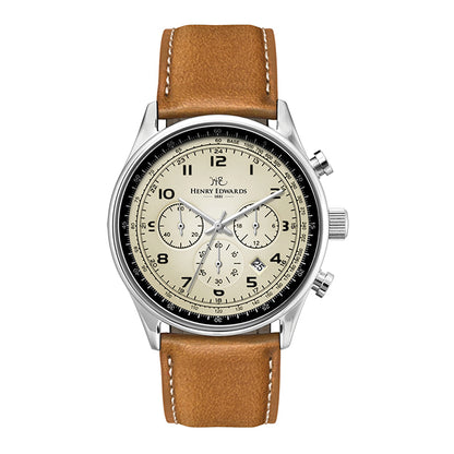 41mm Steel Chronograph Watch Beige Dial - WC3002