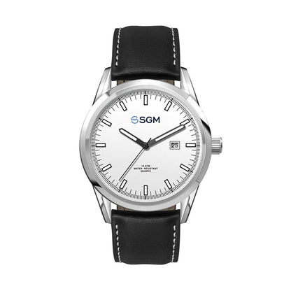 42mm Stainless Steel Watch Black Leather - WC3160