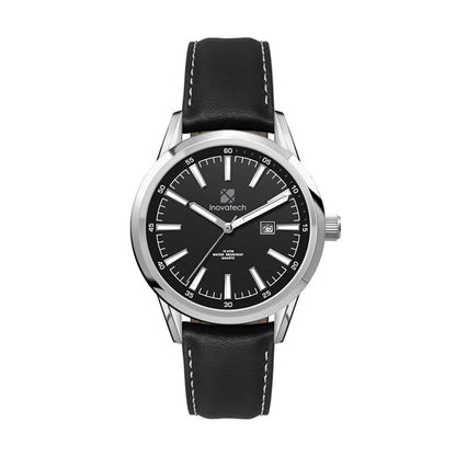 34mm Stainless Steel Watch Black Leather - WC3167
