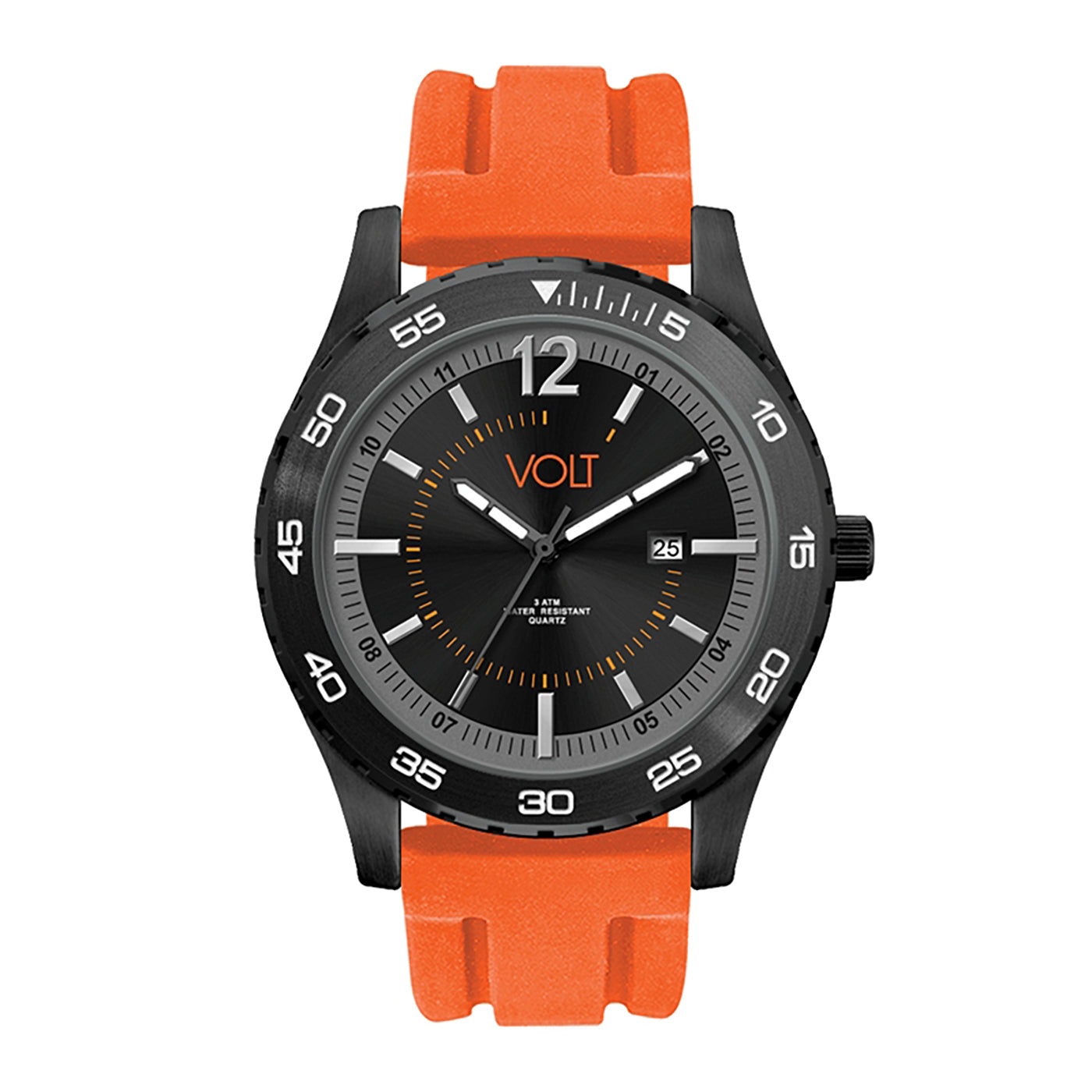 42mm Black Stainless Steel Watch with Silicone Strap
