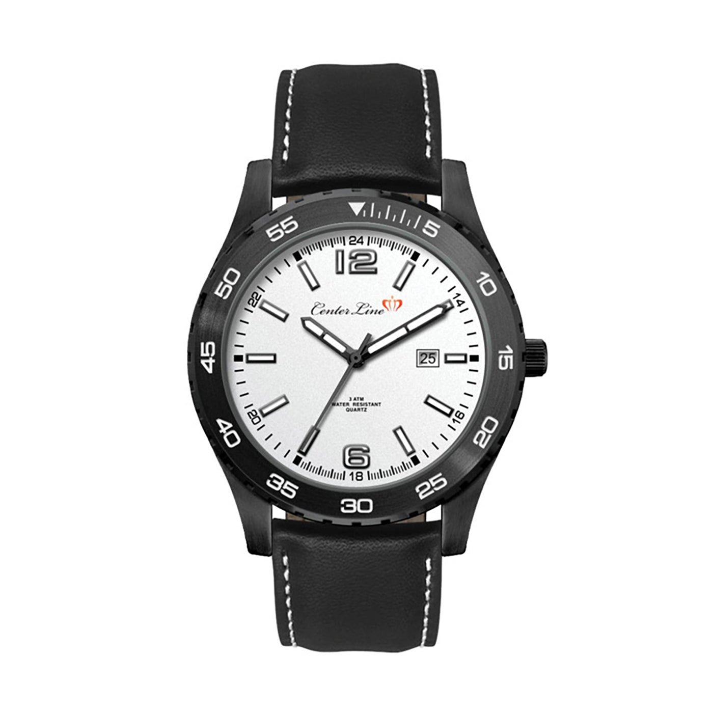 42mm Matte Black Watch with Leatherette Strap