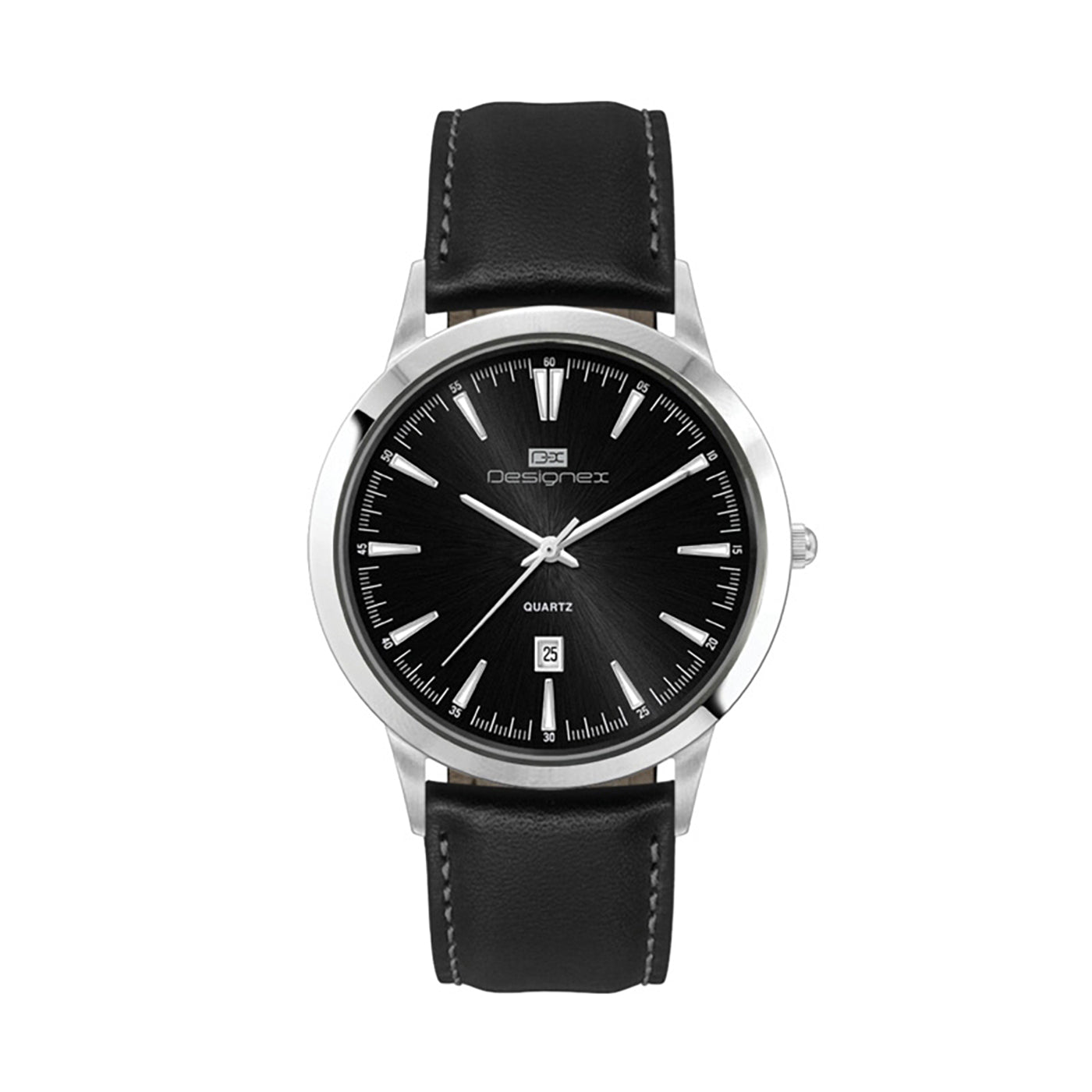 43mm Polished Stainless Steel Watch with Leather Strap - WC4210