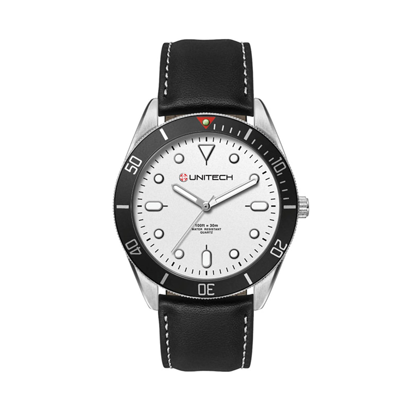 42mm Brushed Silver Watch Black Bezel