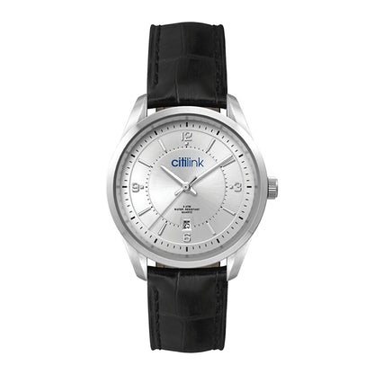 33mm Stainless Steel Watch with Leather Strap - WC5105