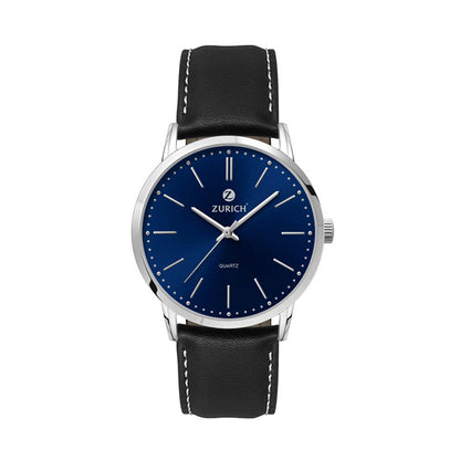 39.5mm Silver Metal Leather Strap Watch - WC5140
