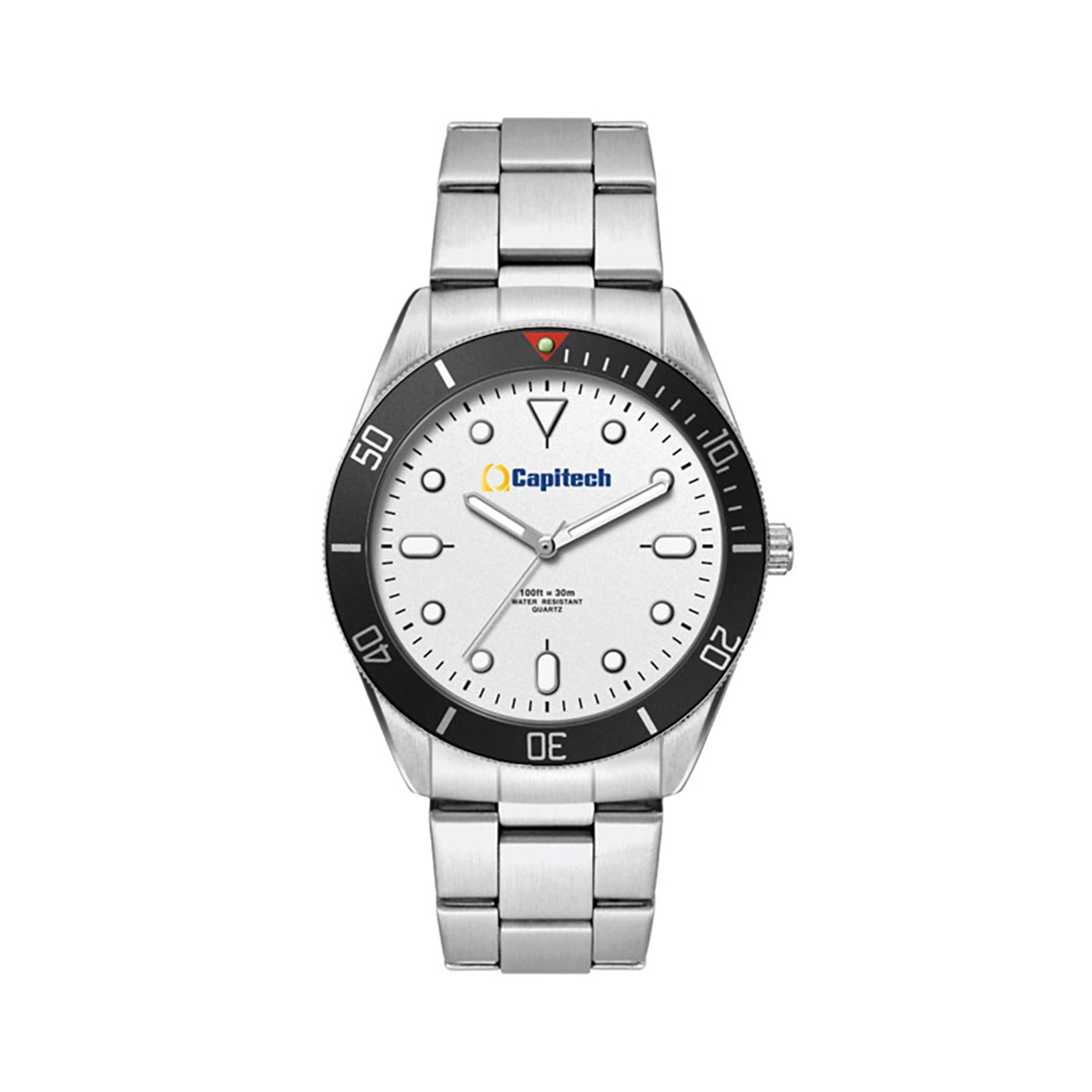 42mm Brushed Silver Watch with Steel Bracelet