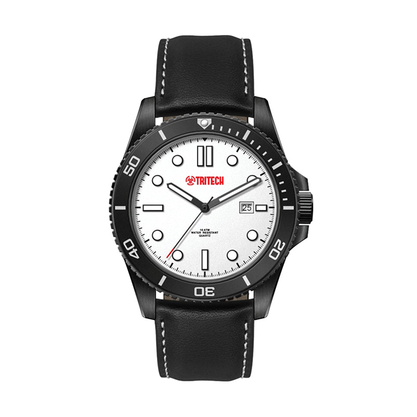 Brushed Steel Sport Watch Black Bezel