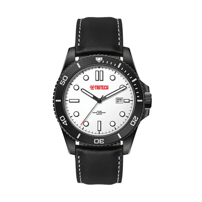 Brushed Steel Sport Watch Black Bezel