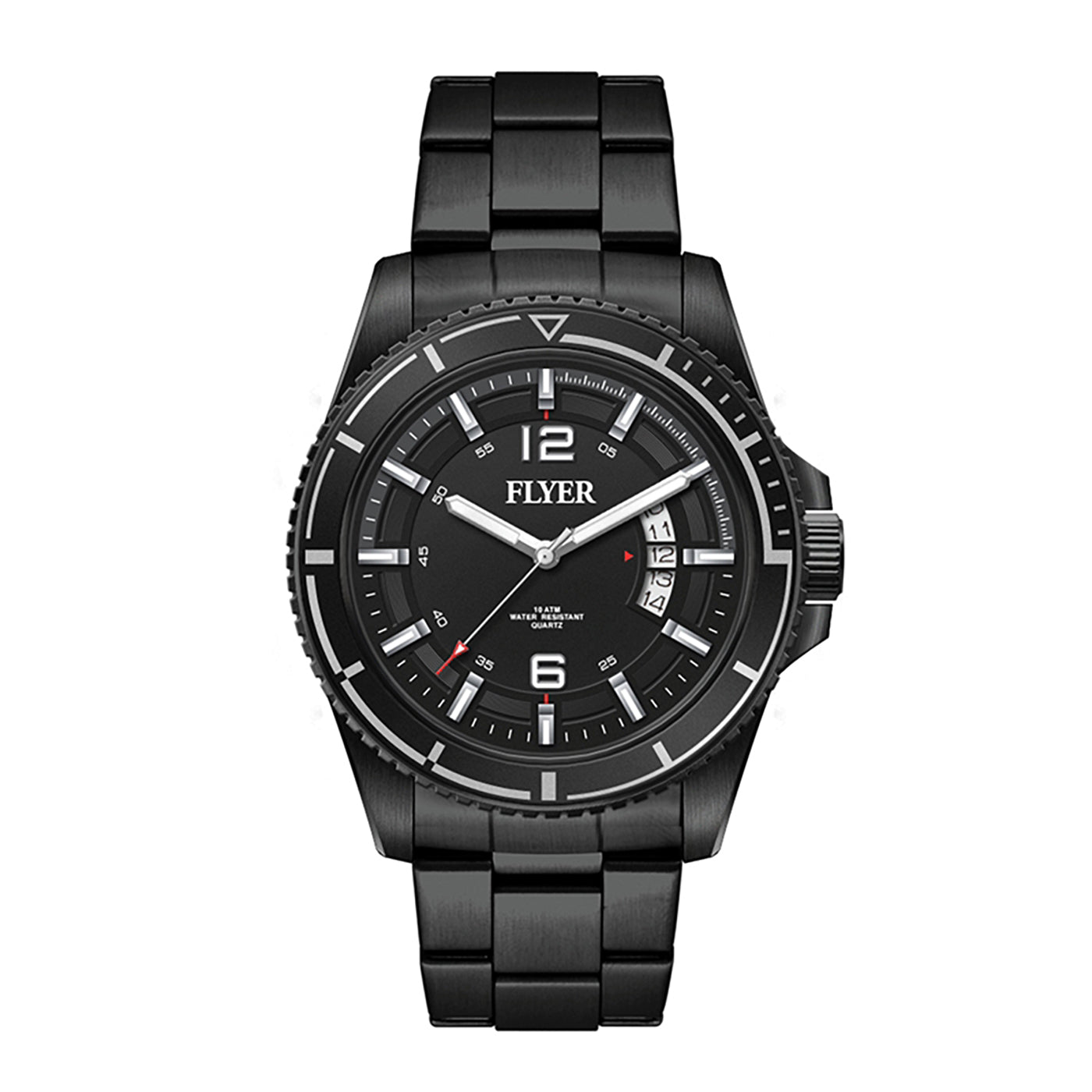 Black Steel Bracelet Watch Rotating Bezel
