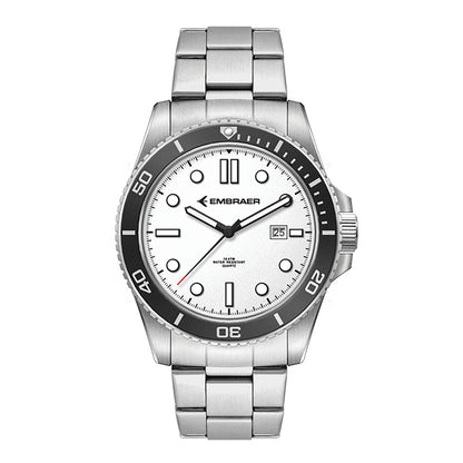 Silver Steel Bracelet Watch White Dial