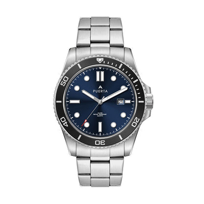 42.5mm Steel Bracelet Watch Black Bezel