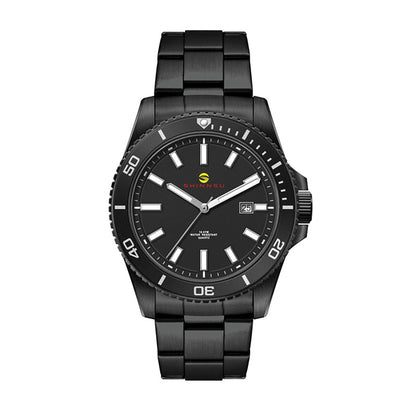 42.5mm Black Steel Watch Matching Bracelet