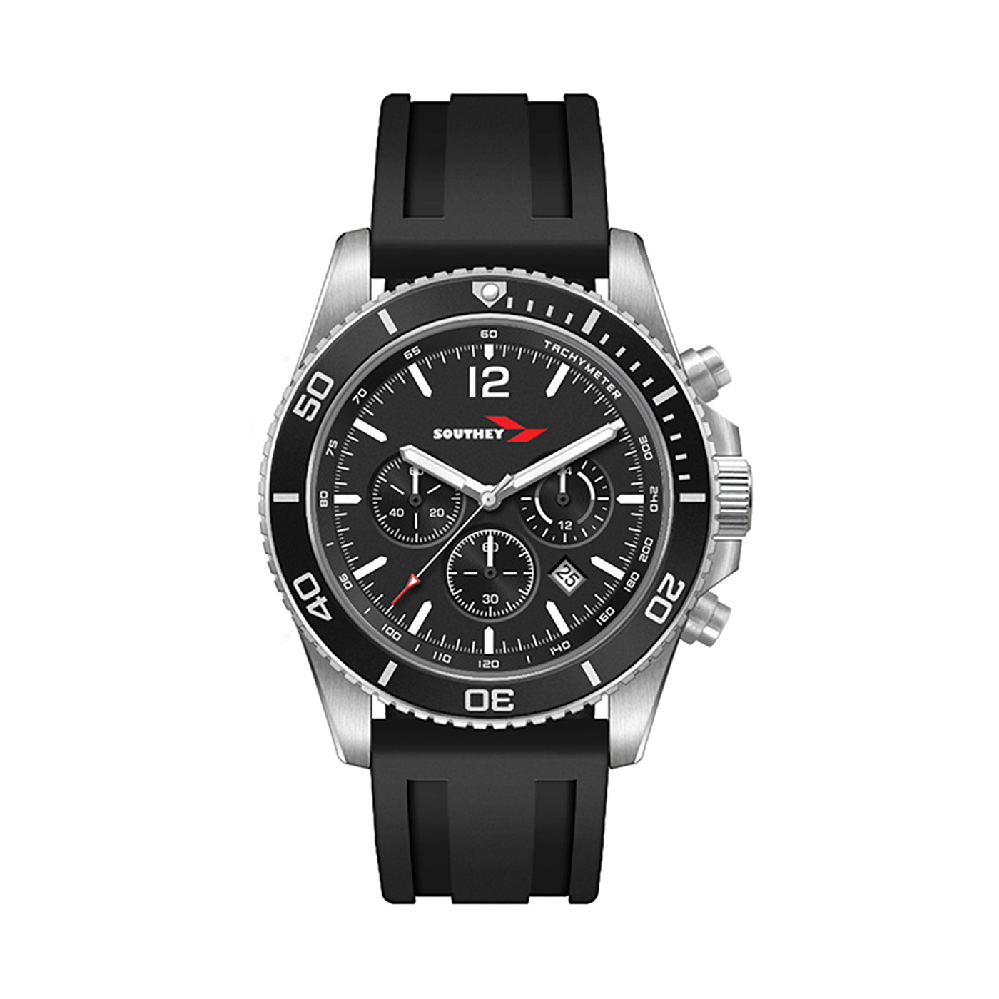 42.5mm Stainless Steel Silicone Strap Watch