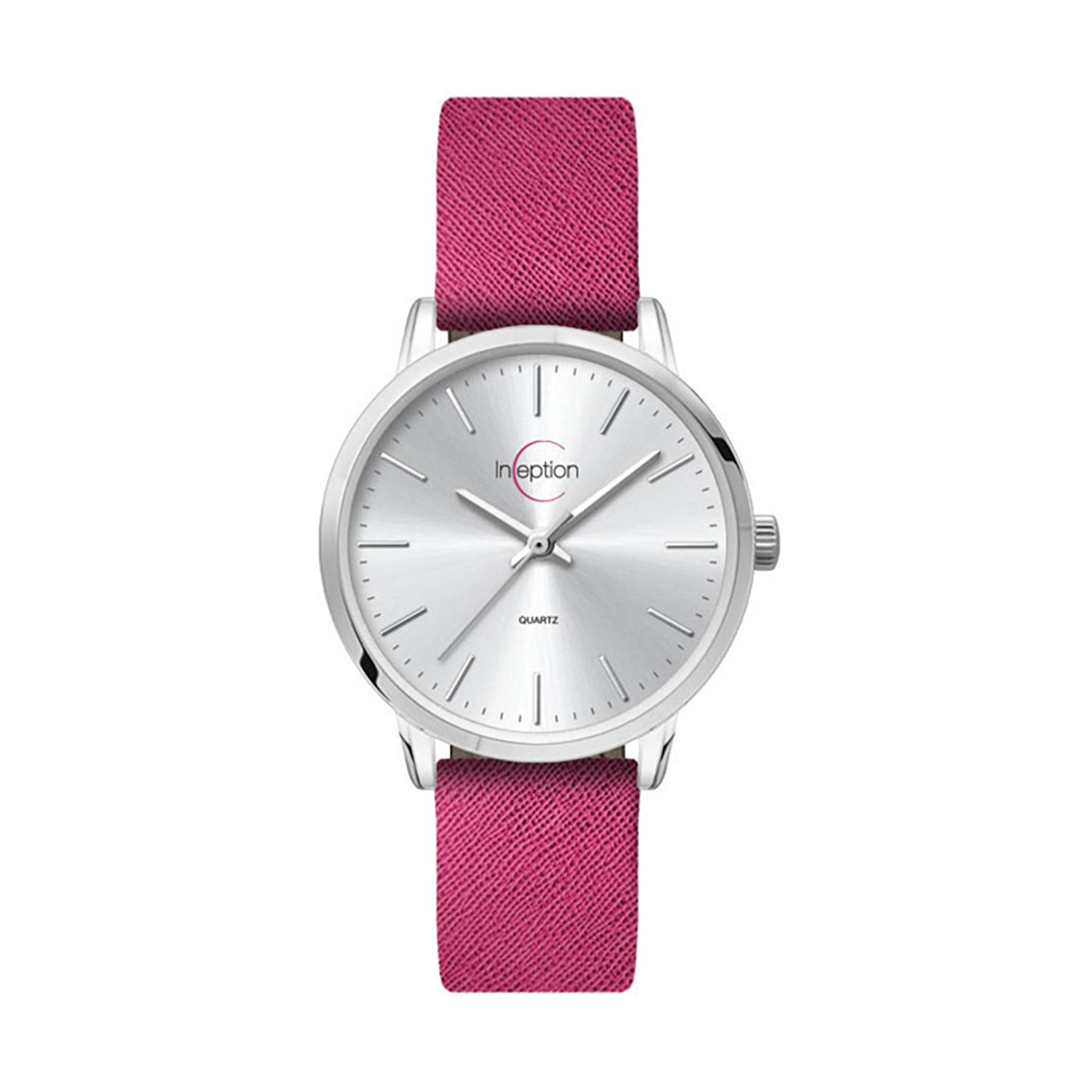 30.5mm Silver Metal Watch - Pink Strap