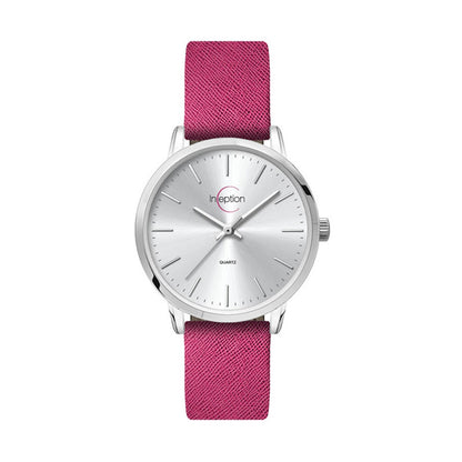 30.5mm Silver Metal Watch - Pink Strap