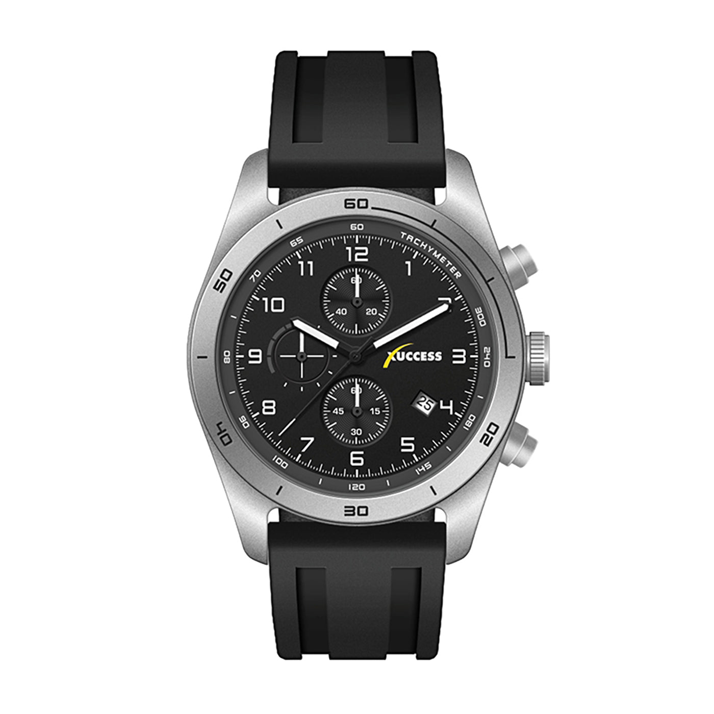 42mm Steel Chronograph Watch Silicone Band
