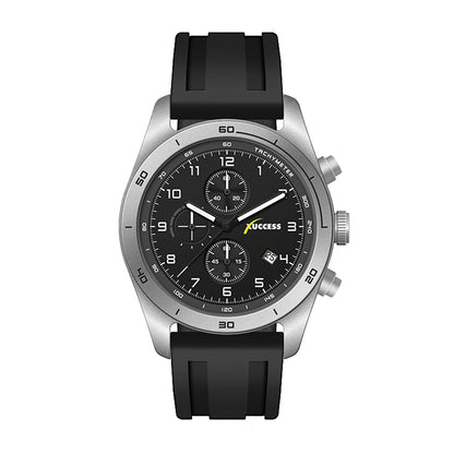 42mm Steel Chronograph Watch Silicone Band