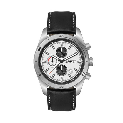 42mm Brushed Silver Chronograph Watch