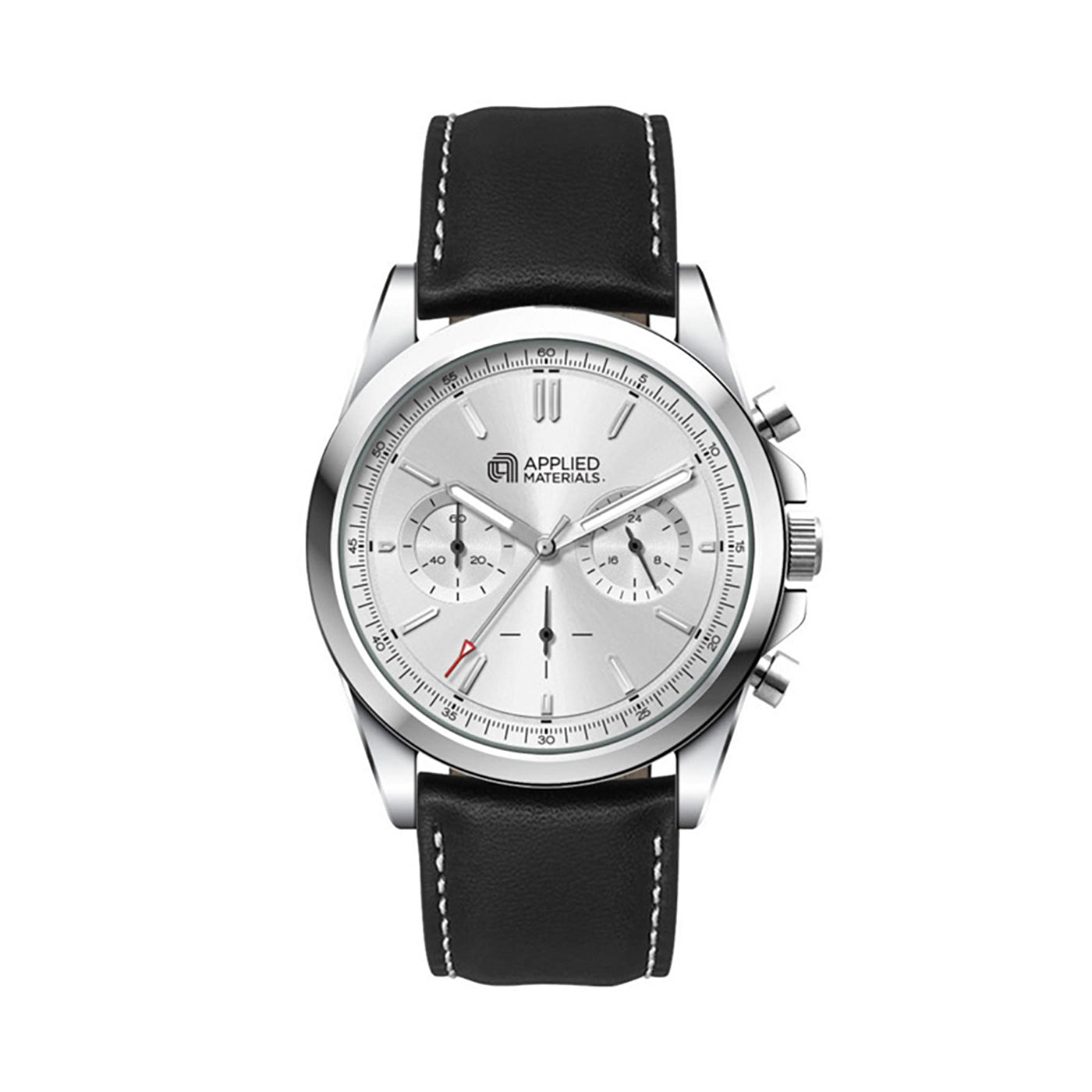 41mm Silver Chronograph Watch - Brown Leather - WC8037