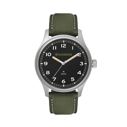 40mm Silver Canvas Strap Watch