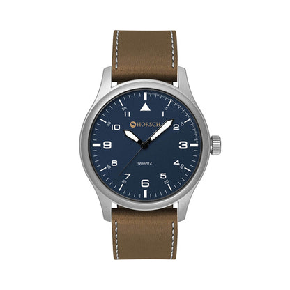 40mm Metal Case Brown Strap Watch