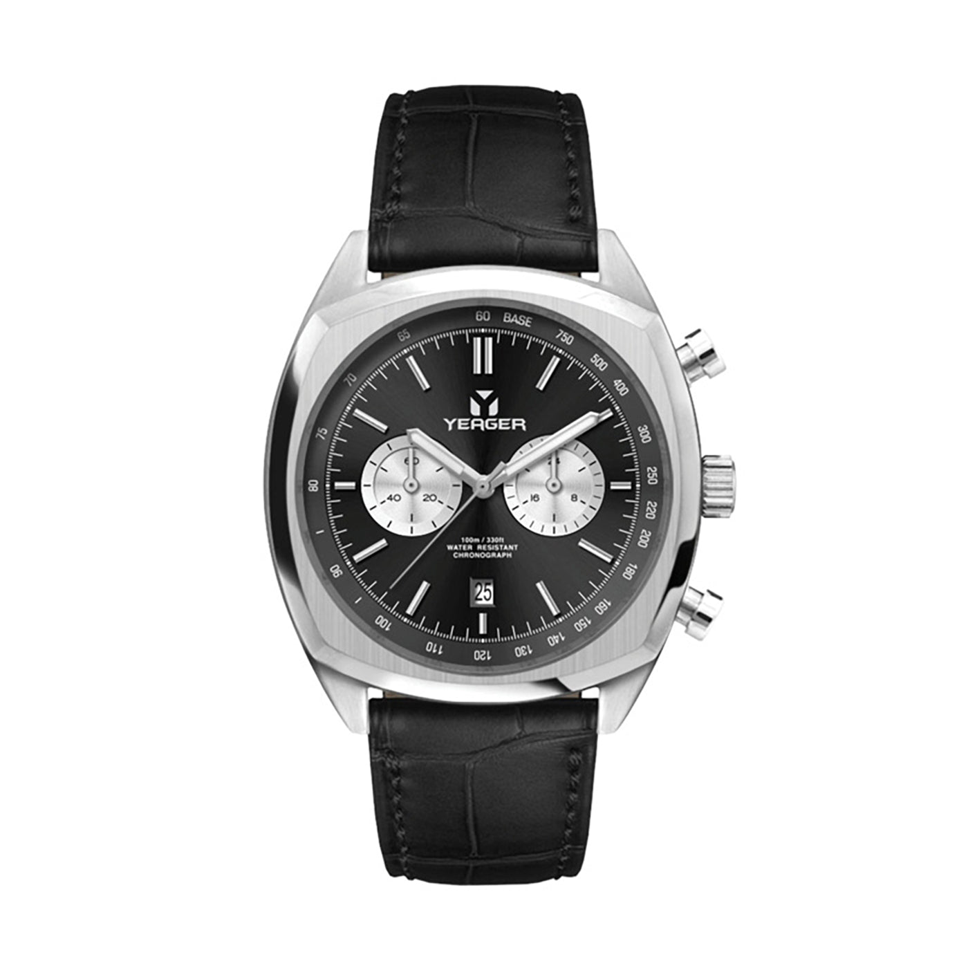 42mm Steel Chronograph Black Croc Band