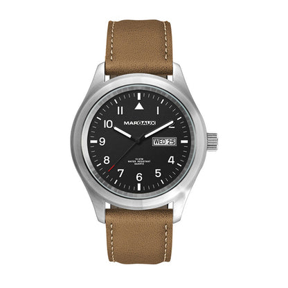 44.2mm Steel Watch Day-Date Brown Band - WC8507
