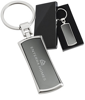 Black Series Curved Rectangle Promotional Keychains