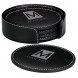 Black Leather 4 Coaster Set with Contrast Stitching